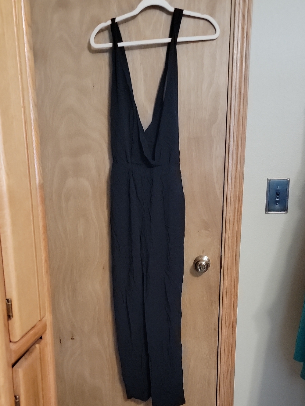 AllKris Black V-Neck Wide-Strap Jumpsuit with pockets